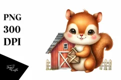 Whimsical Squirrel Baby Barn | Clipart Product Image 3