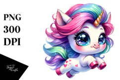 Colorful Cute Unicorn Jumping PNG Product Image 1