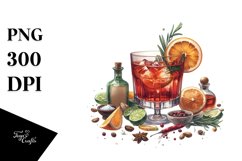 Watercolor Negroni Clipart Product Image 3