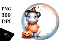 Cute Baby Hippo Standing on Moon, Transparent PNG Product Image 1