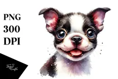 Happy Boston Terrier Baby PNG Product Image 1