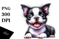 Happy Boston Terrier Baby PNG Product Image 1