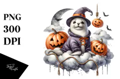 Halloween Seal Sitting on Cloud PNG Product Image 1