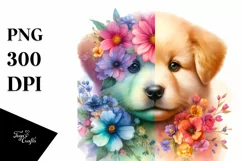 Vibrant Puppy with Flower Details | Clipart Product Image 1