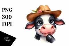 Cow Thoughtful Highland Cow Hat | Clipart Product Image 3
