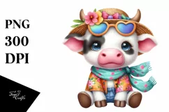Cute Baby Cow Watercolor Sticker Product Image 1