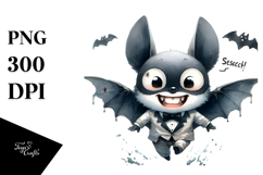 Funny Simple Bat Washed Watercolor PNG Product Image 1