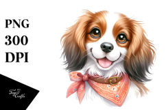 Happy Cute Brittany Dog, Watercolor Art Product Image 1