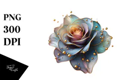 Red Rose with Golden Insertions PNG Product Image 1