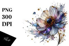 Stained Anemone Watercolor Splash, PNG Product Image 1