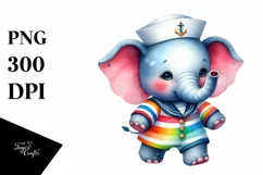 Colorful Watercolor Elephant Sailor Suit | Sublimation Product Image 3