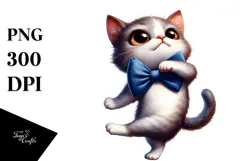 Exaggerated Cartoon Kitten PNG Product Image 1