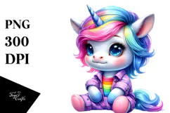 Vibrant Baby Unicorn Drawing PNG Product Image 1