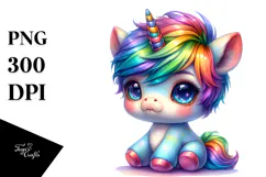 Cute Unicorn with Cool Haircut PNG Product Image 1