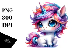 Vibrant Baby Unicorn Drawing PNG Product Image 1