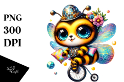 Crazy Baby Bee on Unicycle PNG Product Image 1