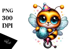 Crazy Baby Bee on Unicycle PNG Product Image 1