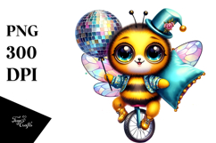 Crazy Baby Bee on Unicycle PNG Product Image 1