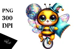 Crazy Baby Bee on Unicycle PNG Product Image 1