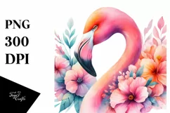 Vibrant Flamingo with Flower Details | Clipart Product Image 1