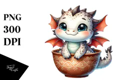 Watercolor Baby Dragon Smiling in Recipient | Clipart Product Image 1