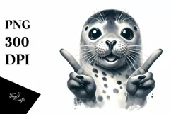 Funny Seal Smiling Victory Sign | Clipart Product Image 1