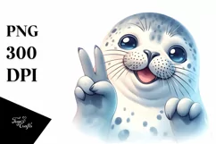 Funny Seal Smiling Victory Sign | Clipart Product Image 1