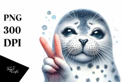 Funny Seal Smiling Victory Sign | Clipart Product Image 1