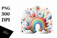 Colorful Whimsical Rainbow Watercolor | Clipart Product Image 1