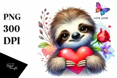 Baby Sloth with Heart PNG Product Image 1