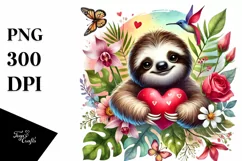 Baby Sloth with Heart PNG Product Image 1