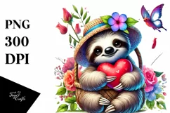 Baby Sloth with Heart PNG Product Image 1