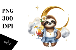 Cute Sloth in Hipster Style PNG Product Image 1