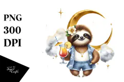 Cute Sloth in Hipster Style PNG Product Image 1