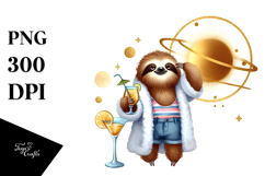 Cute Sloth in Hipster Style PNG Product Image 1