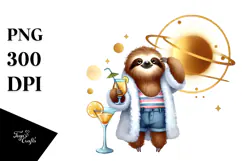 Cute Sloth in Hipster Style PNG Product Image 1