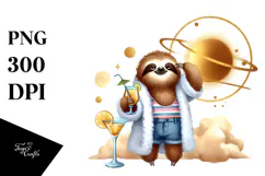 Cute Sloth with Hipster Style PNG Product Image 1