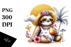 Cute Sloth with Hipster Style PNG Product Image 1