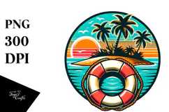 Retro Tropical Island Beachbuoy, 20 oz Tumbler Product Image 1