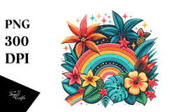 Retro Tropical Rainbow Clipart PNG Product Image 1