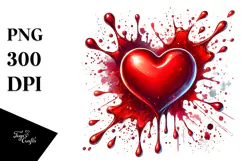 Red Glossy Heart Digital Painting PNG Product Image 1