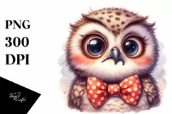 Baby Owl Portrait with Bow | Sublimation | Clipart Product Image 3