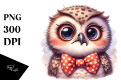 Baby Owl Portrait with Bow | Sublimation | Clipart Product Image 1