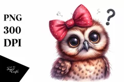 Baby Owl Portrait with Bow | Sublimation | Clipart Product Image 1