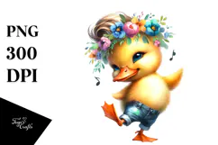 Watercolor Dancing Baby Duck PNG Product Image 1