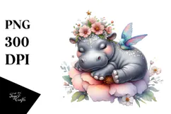 Adorned Baby Hippo PNG Product Image 1