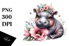 Adorned Baby Hippo PNG Product Image 1