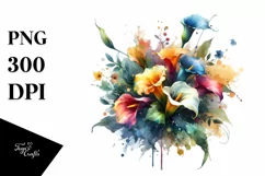 Vibrant Calla Lily Bouquet | Sublimation | Clipart Product Image 1