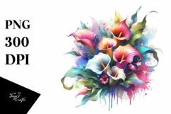 Watercolor Abstract Vibrant Bouquet with Colorful Calla Lily Product Image 3