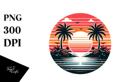 Retro Tropical Island Sunset PNG Product Image 1